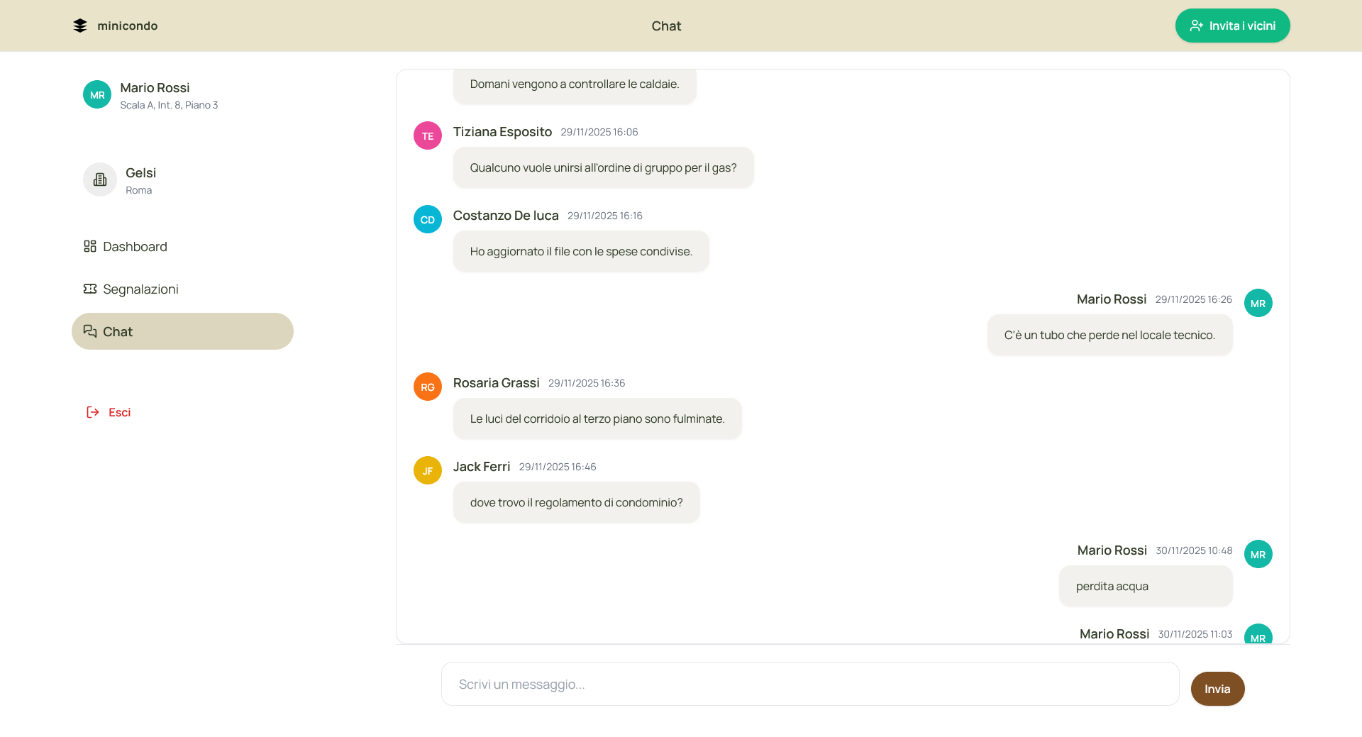 Chat organizzata e segnalazioni tracciate